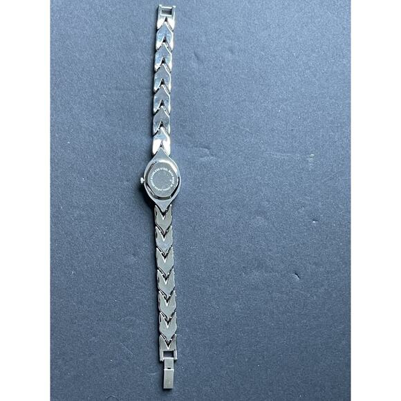 Cote d' Azur Watch Women Rhinestones White Dial Oval Silver Band Career Office - Picture 8 of 9